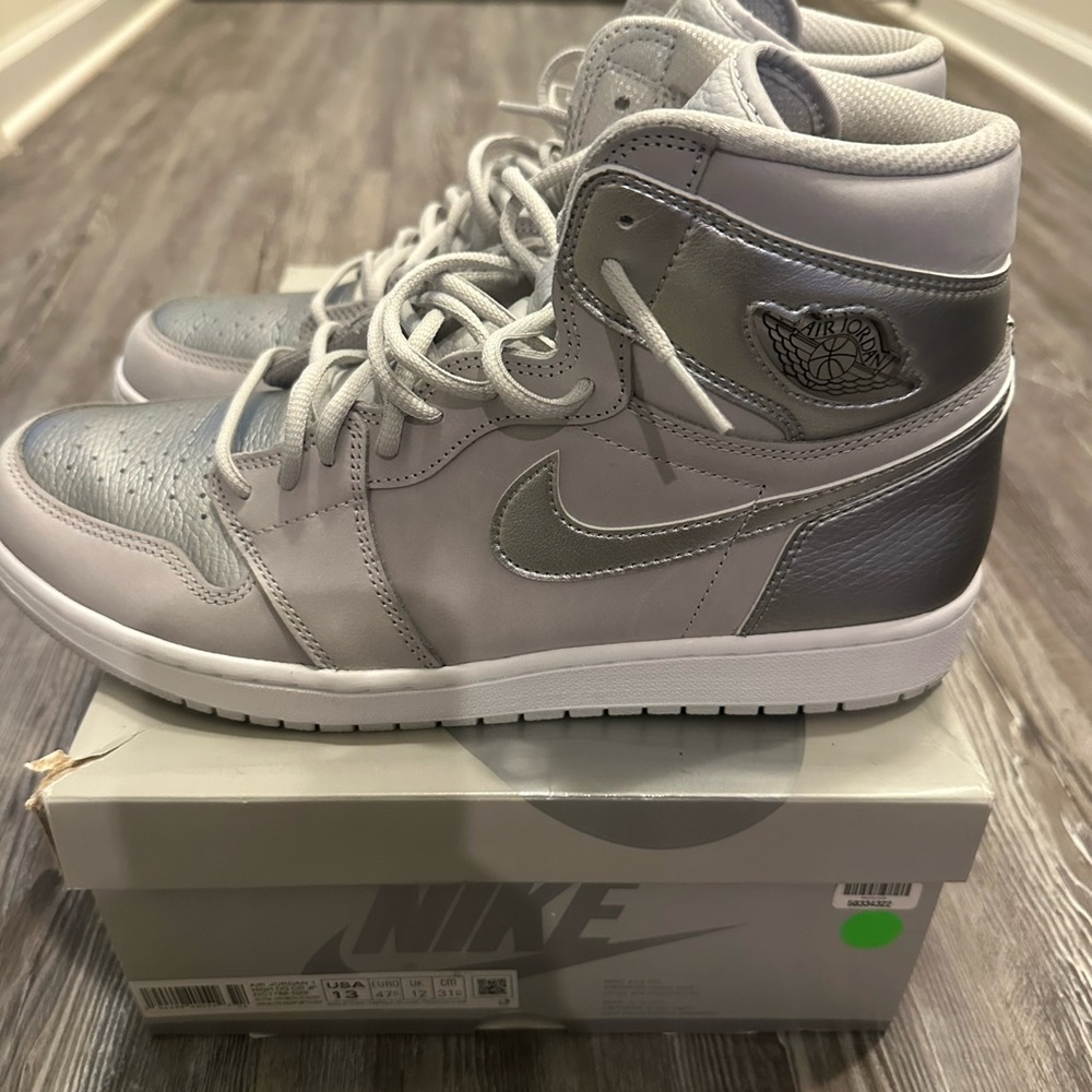 Jordan 1 Metallic Gray High-Top Sneakers